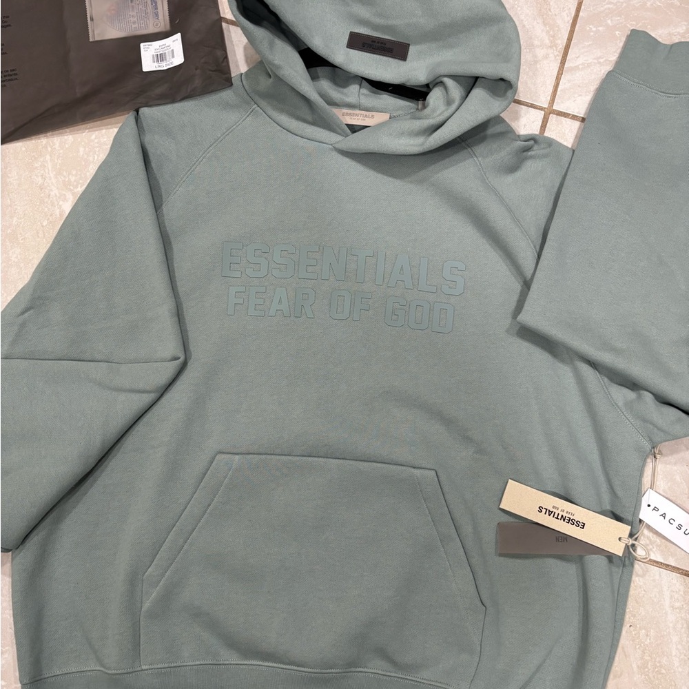 Essentials Sage Green Hoodie and Joggers Set - Picture 3 of 9